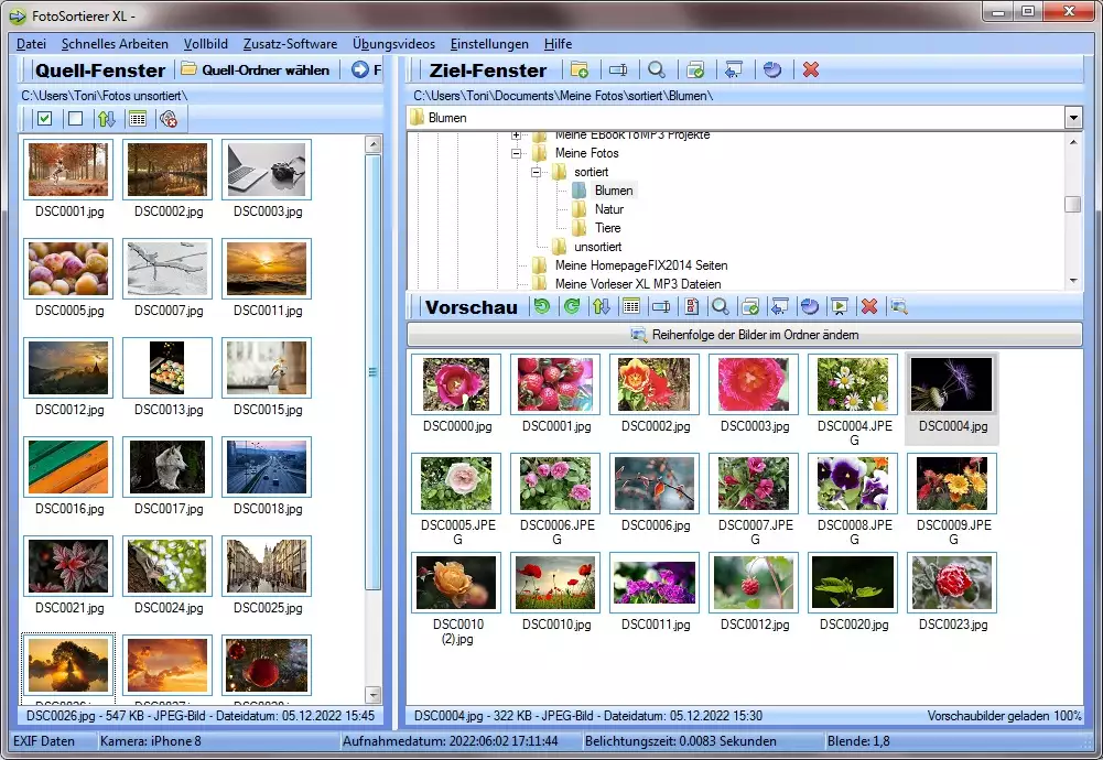 Fotos sortieren für Windows 11
