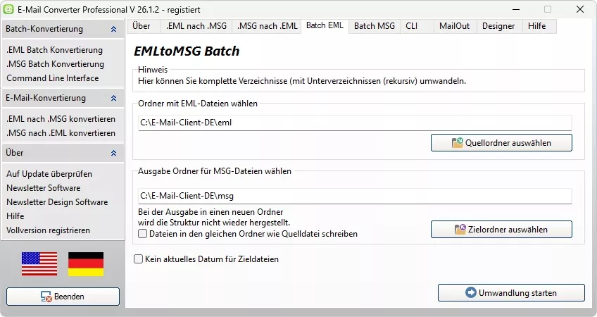 Batch EMLtoMSG konvertieren