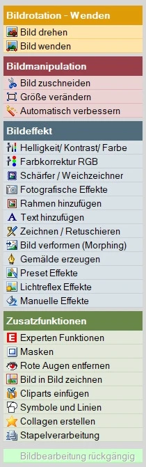 Alle Menüpunkte als Text lesbar in FotoWorks XL