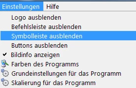 Elemente der FotoWorks XL Oberfläche wahlweise an und abschaltbar