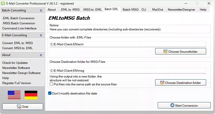 Convertire EMLtoMSG in batch