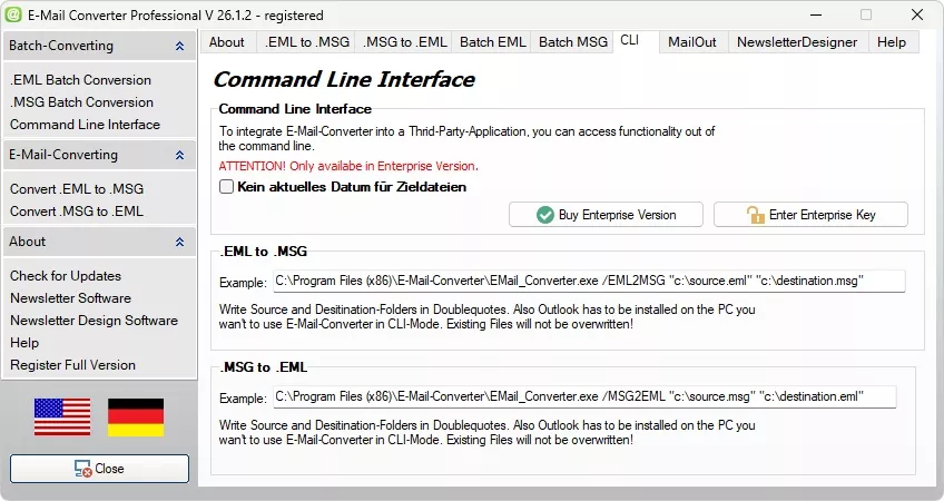MSGtoEML Converter s Command Line Interface (CLI)